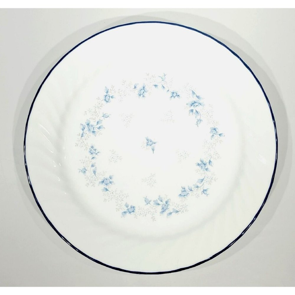 Corelle Blue Fleur 10.25" Dinner Plate Swirl Rim Flower